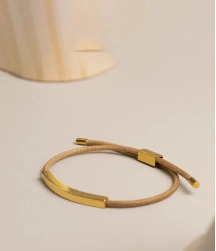 Nappa - Leather Adjustable Bracelet with Gold Plating