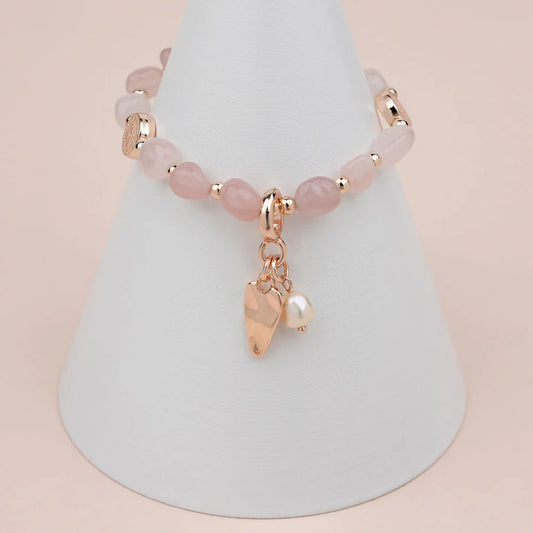 Lily 5 - Rose Gold Plating & Rose Quartz Bracelet