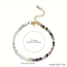 Spring - Tourmaline & Moonstone beaded bracelet with gold clasp