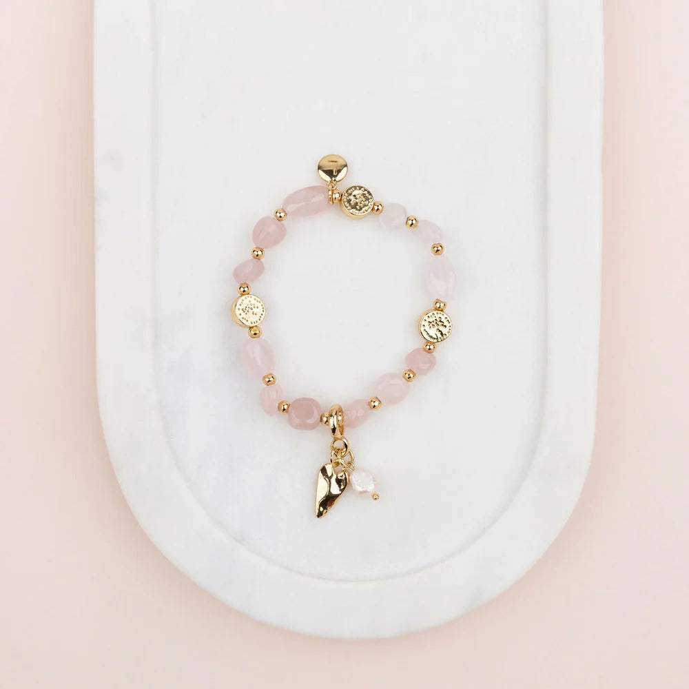 Lily 5 - Rose Gold Plating & Rose Quartz Bracelet