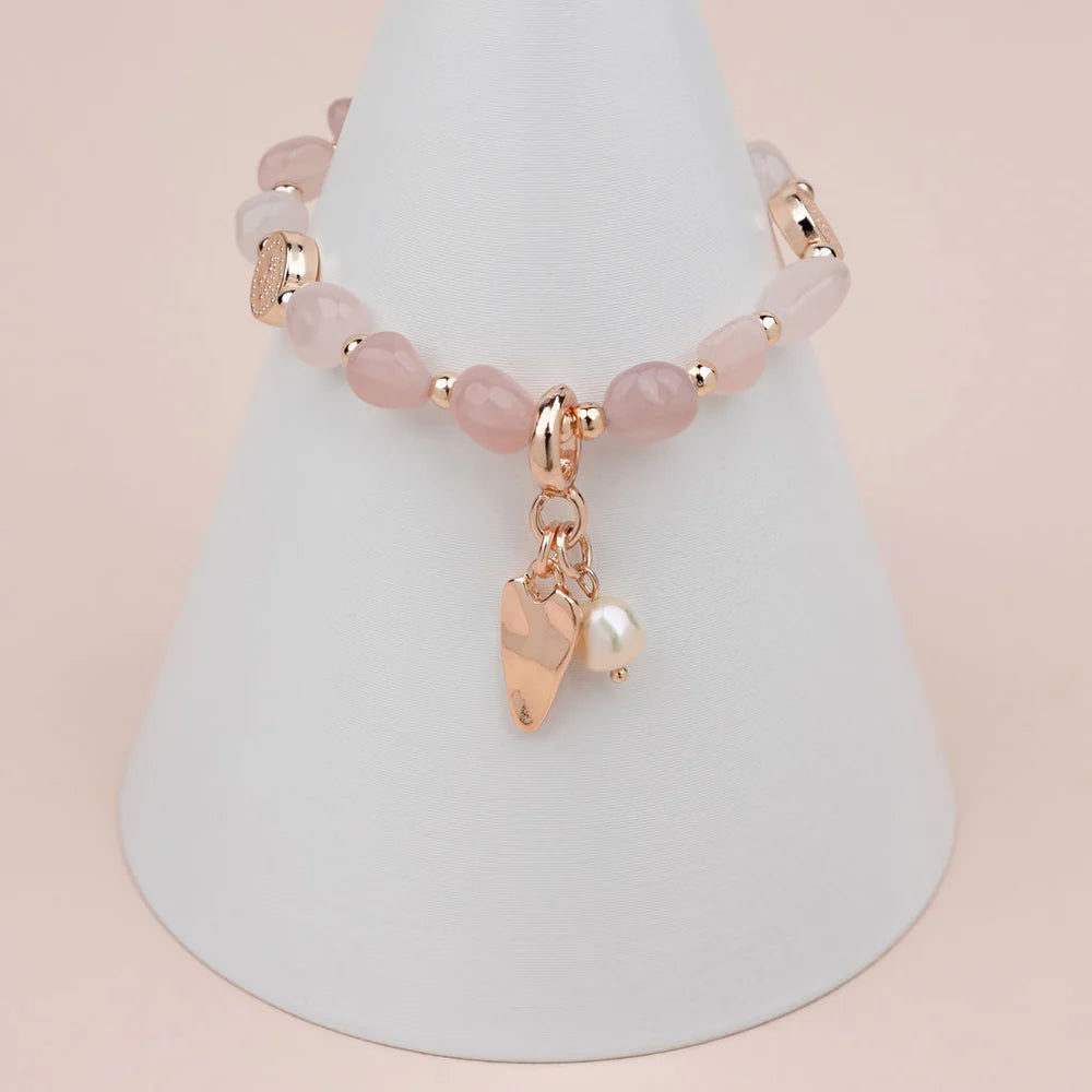 Lily 5 - Rose Gold Plating & Rose Quartz Bracelet