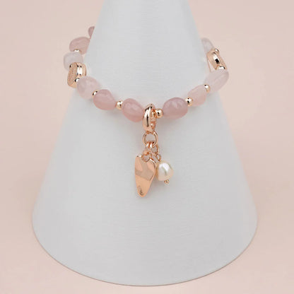 Lily 5 - Rose Gold Plating & Rose Quartz Bracelet
