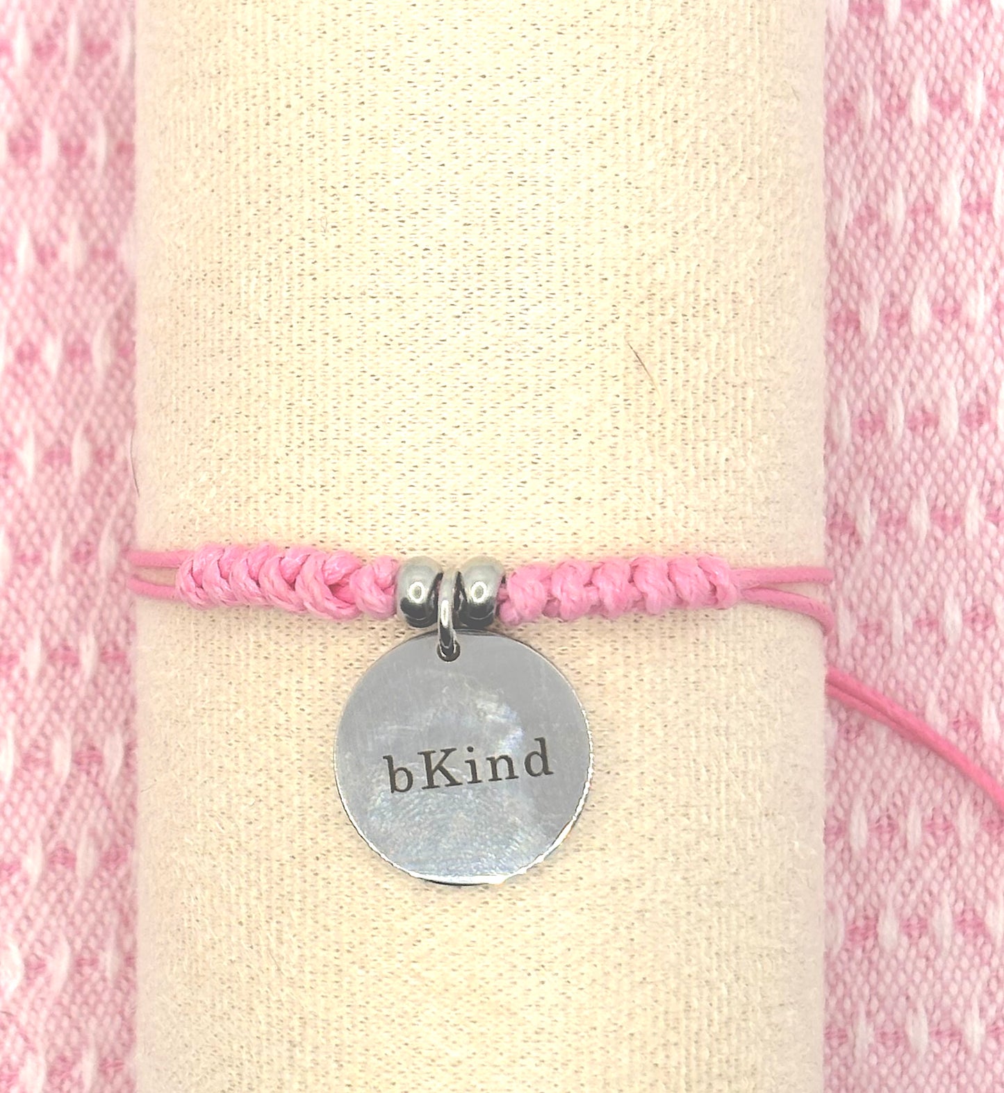 bKind Classic! Pink cord with silver bKind charm.