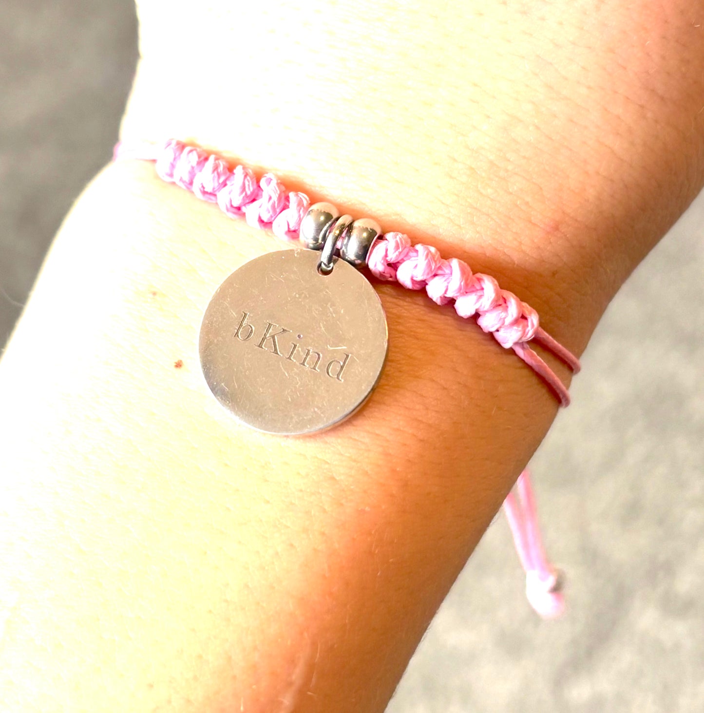 bKind Classic! Pink cord with silver bKind charm.