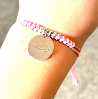 bKind Classic! Pink cord with silver bKind charm.