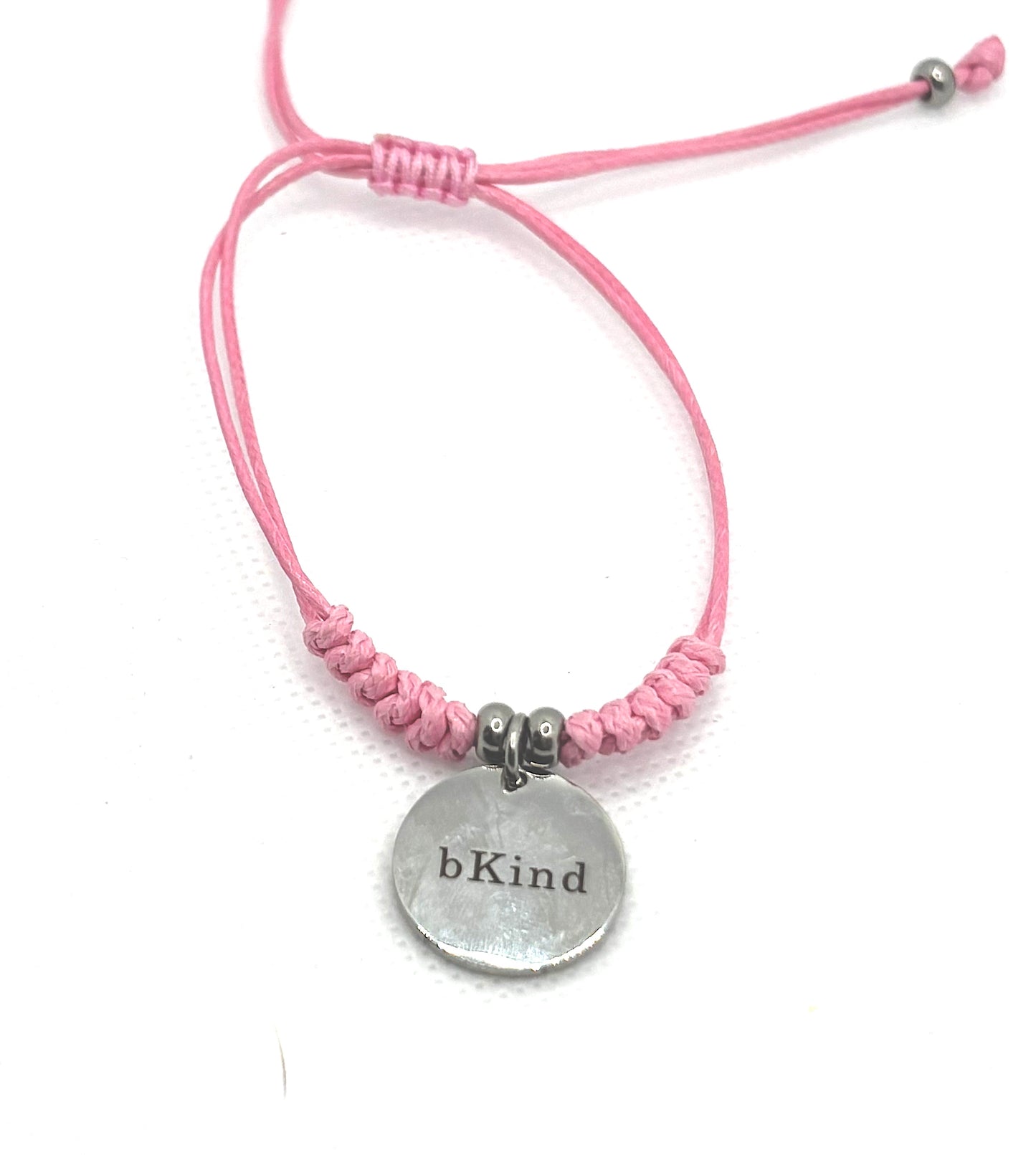bKind Classic! Pink cord with silver bKind charm.