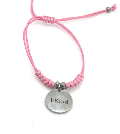 bKind Classic! Pink cord with silver bKind charm.