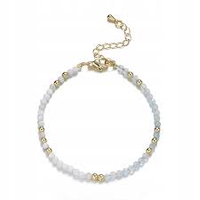 Spring 2 - Aquamarine & Moonstone beaded bracelet with gold clasp