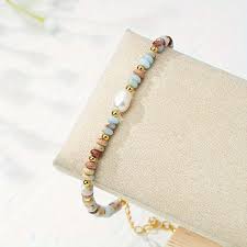 Spring 4 - Multicolour Natural Stone And Freshwater Pearl Bracelet, 18k Gold Plated