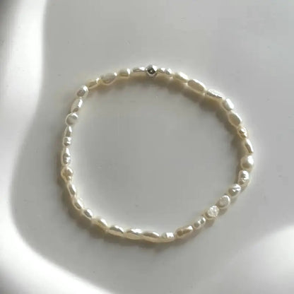 Dream - Freshwater Pearl Stretch Bracelet, 3-4mm with Silver Bead