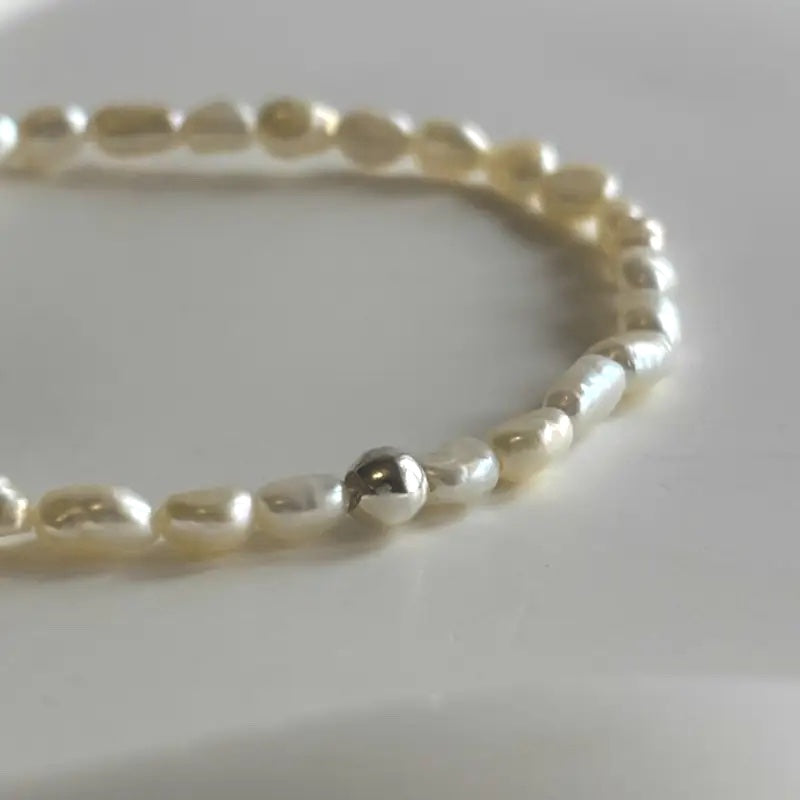 Dream - Freshwater Pearl Stretch Bracelet, 3-4mm with Silver Bead