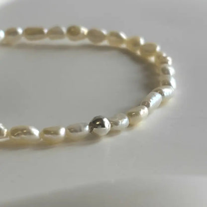 Dream - Freshwater Pearl Stretch Bracelet, 3-4mm with Silver Bead