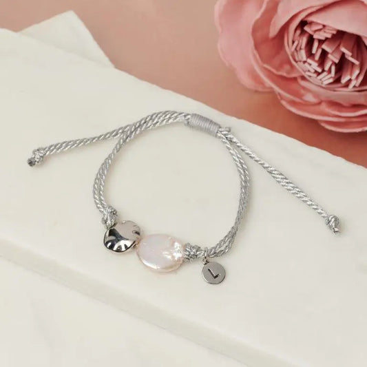 Lily 7 - Silver Cord with Pearl & Silver Pendants