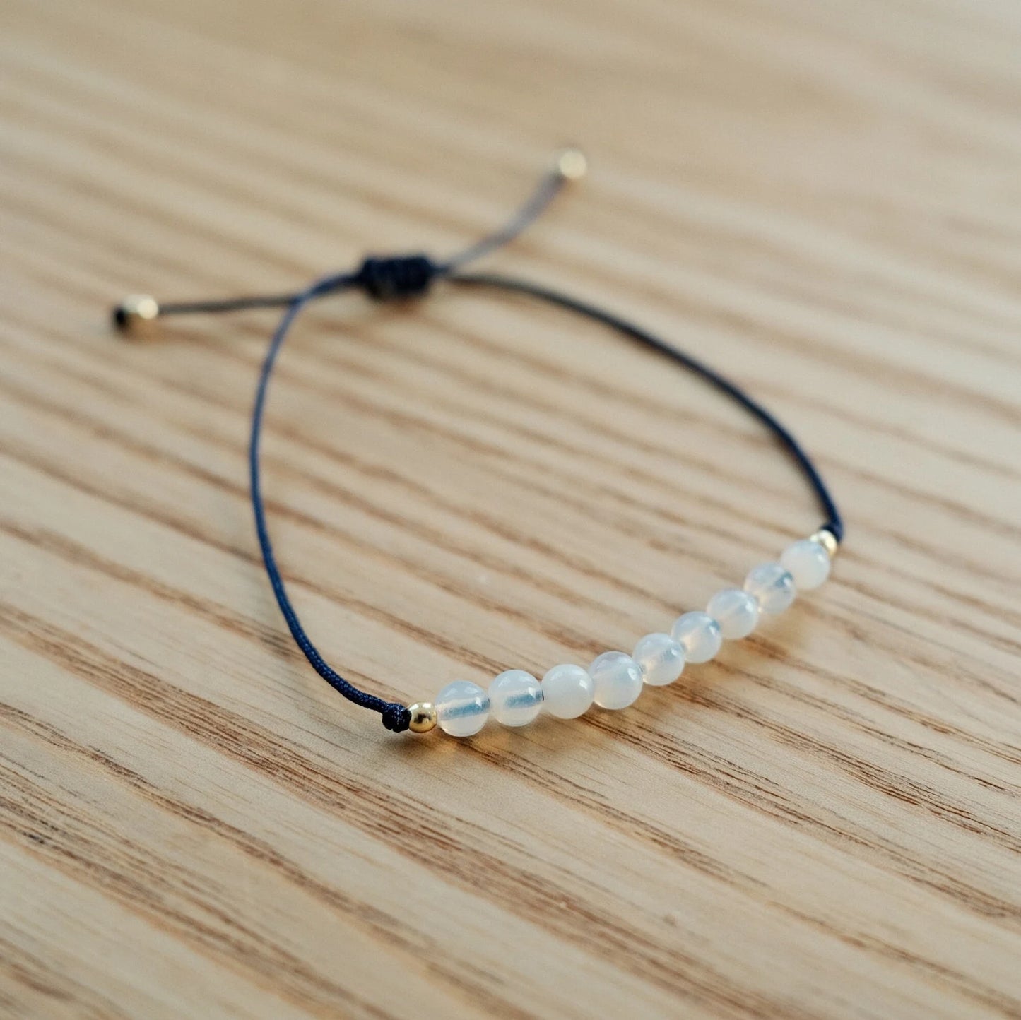Krystal 4 - Moonstone crystal navy blue cord adjustable bracelet