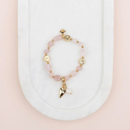 Lily 5 - Rose Gold Plating & Rose Quartz Bracelet