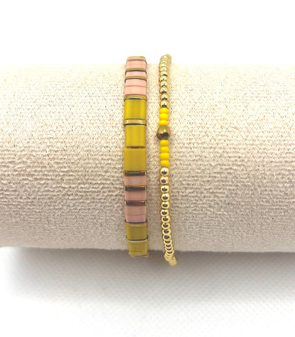 Golden Glow Boho Beaded Bracelet Set