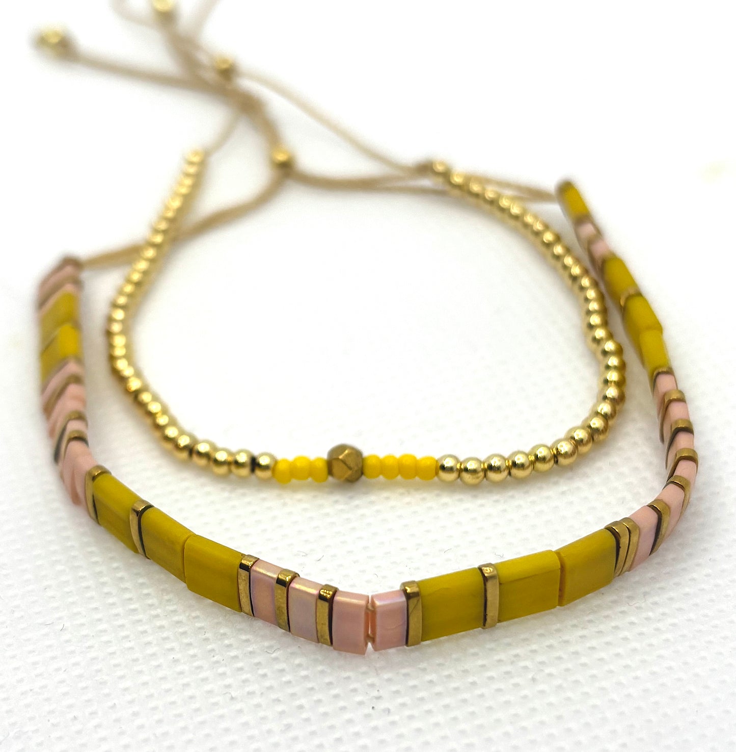 Golden Glow Boho Beaded Bracelet Set