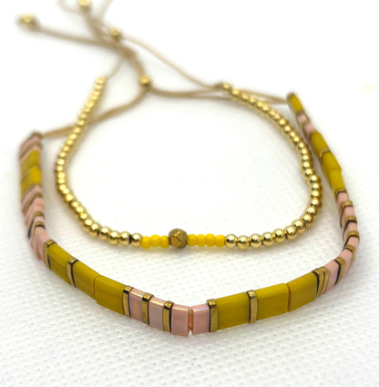 Golden Glow Boho Beaded Bracelet Set