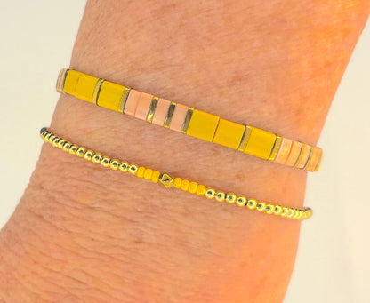 Golden Glow Boho Beaded Bracelet Set